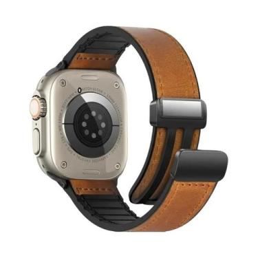 Imagem de Pulseira De Couro Magnética Para Apple Watch De 49mm, 44mm, 42mm, 40mm