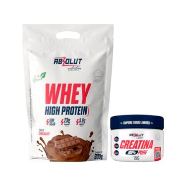 Imagem de Kit Whey Concentrado Adoçado Com Stévia High Protein 900g + Creatina 100% Pura 100g (Baunilha)