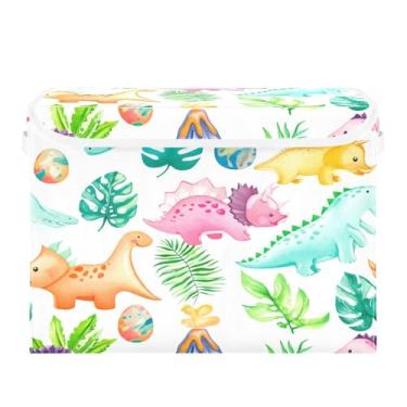 Imagem de SEHANY Cestas de armazenamento engraçadas de dinossauro com tampas, organizador de caixa de armazenamento dobrável, caixas de armazenamento de armário de tecido para roupas cobertor de escritório