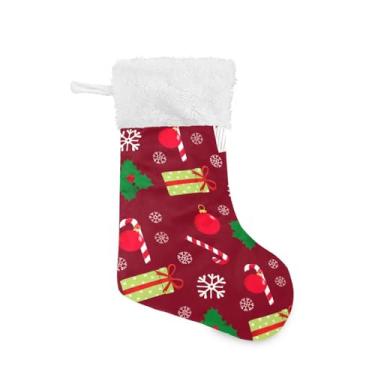 Imagem de GakkiGii Meias de Natal grandes com estampas fofas, decoração de Natal para pendurar na parede da árvore da lareira, 45 x 31 cm