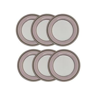 Imagem de Jogo de pratos rasos em porcelana Strauss Rose Line 28cm 6 peças