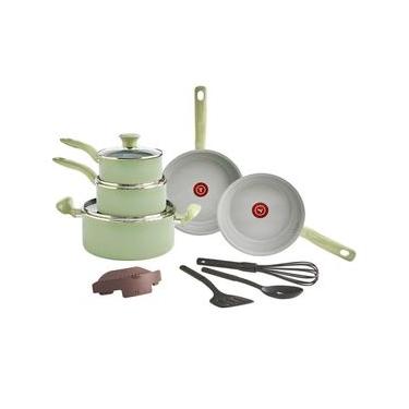 Imagem de Jogo de Panelas Tefal Recycled Ceramic 9 Peças Revestimento Cerâmico Antiaderente Verde