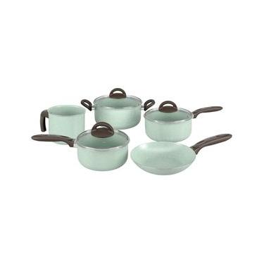 Imagem de Jogo de Panelas Brinox Antiaderente Ceramic Life 5 Peças Suprema Verde Verde