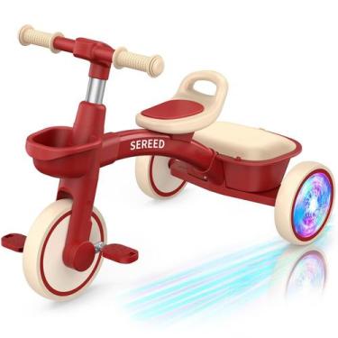 Imagem de Triciclo infantil SEREED com iluminação colorida de 2 a 5 anos, vermel