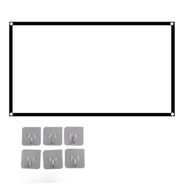 Imagem de Pissente Tela de Projeção Portátil, Cortina de Projeção Dobrável HD 16:9 Com Furos para Home Theater e Cinema Ao Ar Livre, Material Em Poliéster Branco (72 polegadas)