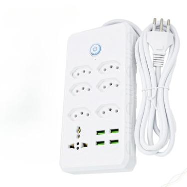 Imagem de Régua Filtro de Linha com 7 Tomadas Extensão Elétrica 1 Universal 4 USB Bivolt 10A Cabo de 2 Metros Seguro e confiável(7 TOMADAS 4 USB)