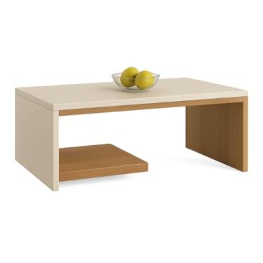 Imagem de Uma mesa de centro retangular adequada para uma sala de estar moderna, com um estilo de decoração luxuoso.mesa de centro para sala (Off White/Nature)
