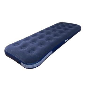 Imagem de Colchão Inflável Solteiro, PVC, Azul, 191x73x22cm, Portátil, Superfície Aveludada, para Camping e Viagens, 1.5kg
