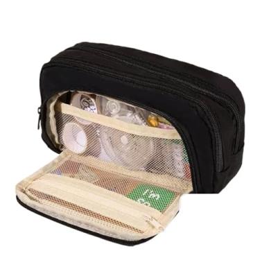 Imagem de Estojos com compartimentos，Estojos de grande capacidade，Estojo Escolar De Lápis De Papelaria Armazenamento Portátil De Grande Capacidade(Preto)