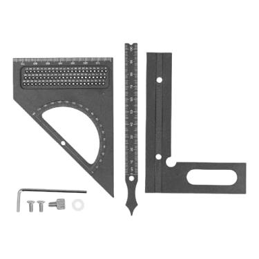 Imagem de Estink Régua Quadrada de Medição de Vários ângulos 3D para Carpintaria, Transferidor Métrico de Carpinteiro de Liga de Alumínio Com Multifuncional Ajustável, Mini Régua Quadrada para (Preta)