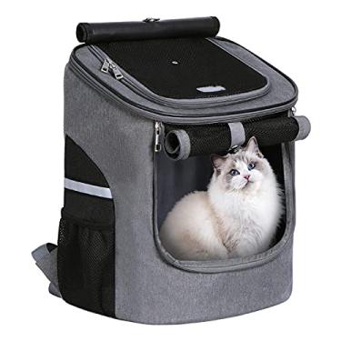 Imagem de Mochila Cilindrica Portátil Plegável para Pets Dogs Out com Malha Respirável Cinto Ergonômico Ajustável Design de Fivela Trava Porta-Pet Poliéster Grande Capacidade Viagens Trekking Caminhadas e Visit