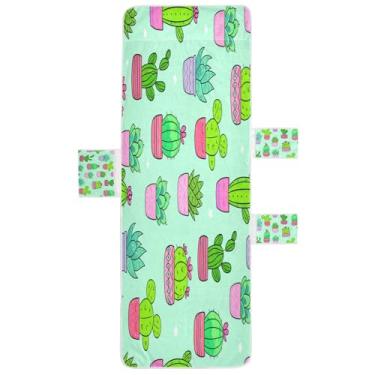 Imagem de STAYTOP Capa de toalha de cadeira de descanso 215,88 cm x 76,2 cm, capa de espreguiçadeira macia, capas de cadeira de praia com bolsos para jardim, pátio, pátio, banhos de sol, gramado, cacto fofo