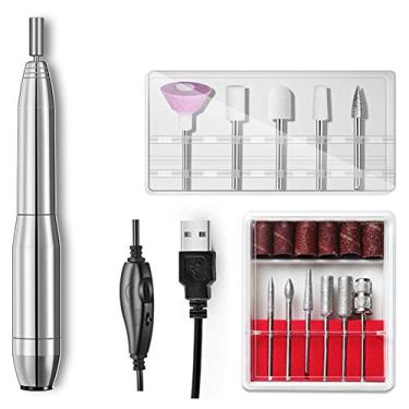 Imagem de ZJchao Caneta de Broca de Unhas, Máquina Elétrica de Moagem de Unhas Com 11 Cabeças de Polimento e Botão de Controle de Velocidade, Motor de Alto Torque 20.000 Rpm para Uso Doméstico e Em (SILVER)