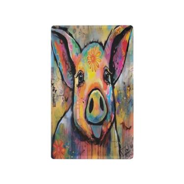 Imagem de Wassud Placa de cobertura de interruptor de luz de pintura de porco fofo, 1 capa de tomada em branco placa de parede decorativa decoração de casa sala de estar quarto