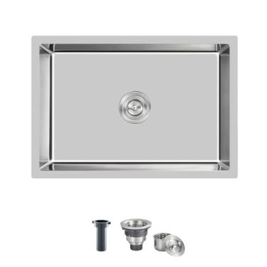 Imagem de Pia de bar de 66 cm, KINKIB 66 x 45 x 23 cm, pia de cozinha pequena de aço inoxidável T-304 com coador