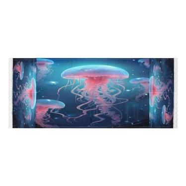 Imagem de Wassud Capas de lavadora e secadora de água-viva rosa, protetor de lavadora com sacos de armazenamento, capa de geladeira à prova de poeira com bolsos para lavanderia doméstica, cozinha, 120 x 55 cm