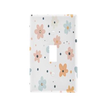 Imagem de Wassud Capa de interruptor de luz, placa de parede decorativa para tomadas elétricas, pétalas fofas, botão único, 11 x 6 cm