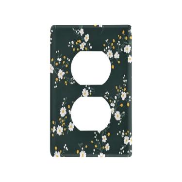 Imagem de Wassud Placa de cobertura para interruptor de luz, capa decorativa de flores vintage, placa de parede para tomadas elétricas duplex 11 x 6 cm