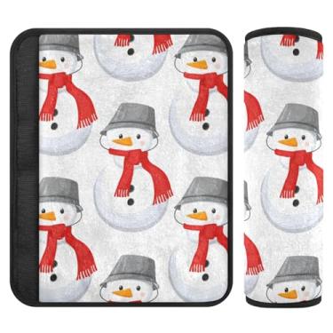 Imagem de Burbuja Capa para cinto de segurança de carro Snowmen Protetor de cinto de segurança de carro macio confortável para alça de ombro de assento, 1 par pequeno