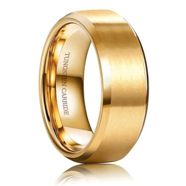 Imagem de Jstyle Aliança de casamento masculina de tungstênio 8 mm para homens superfície fosca - anéis de compromisso de aniversário com borda polida chanfrada, anel masculino, joia confortável, tamanho 6-14