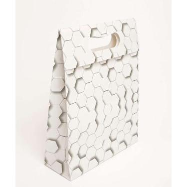 Imagem de Embalagem Presente Sacola Estampa Geométrica Marisa-74168, UN, Branco