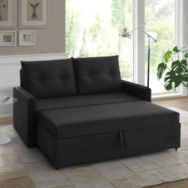 Imagem de Sofá Icaria 3 em 1 Sofá Chaise Cama 1.50m Estofama, Preto