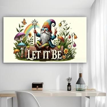 Imagem de LET IT BE Arte de parede em tela rústica - Pôster sem moldura de 30 x 61 cm - Decoração de casa e escritório para sala de estar, quarto, cozinha e café