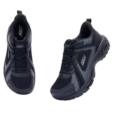 Imagem de Artlea Tênis de corrida masculino atlético com bico largo, fascite plantar, suporte de arco, tênis ortopédico, tênis de caminhada, tênis sem cadarço EUA 40-13, Preto, cinza, 8 Wide