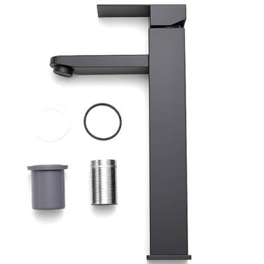 Imagem de Torneira para Lavatório Aço Inox Preto Monocomando Alta Vazão Água Fria e Quente 2 Mangueiras 60cm Inclusas(Preto（kit 1）)