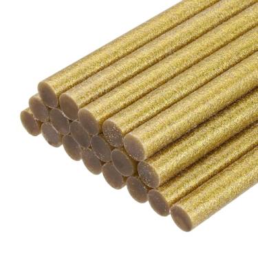 Imagem de PATIKIL Bastões de cola quente para pistola de cola, 20 peças de adesivos coloridos de derretimento a quente para projetos de artesanato DIY, decoração de arte, reparos domésticos, amarelo dourado