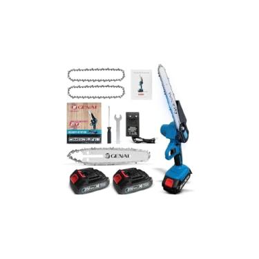 Imagem de Mini Motosserra Elétrica 6'', Bateria Recarregável 21V 2.0Ah, Bivolt, 980g, Portátil, Cobre Ferro Nylon