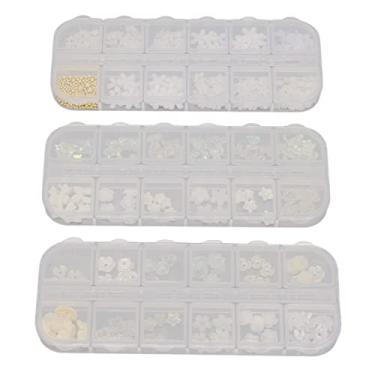 Imagem de SIWOTED 3 peças de decorações para arte em unhas, conjunto de diferentes formatos de flores, enfeites decorativos para manicure para salão de beleza