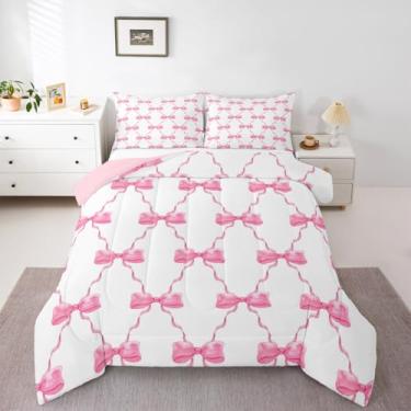 Imagem de Erosebridal Jogo de cama feminino, fofo, com laço, rosa, simples, para crianças, meninos, meninas, estilo kawaii, princesa, edredom, edredom