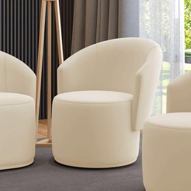 Imagem de Poltrona Decorativa Orgânica Fixa Para Sala Malu Veludo M11 - D'rossi Bege