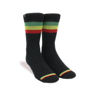 Imagem de Meia Norden Old School Listrada Reggae Cano Alto Rasta 38/43