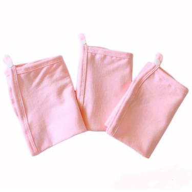 Imagem de Kit com 3 Fralda Pano De Boca Para Bebê com Prendedor De Chupeta 30 x 30cm Malha Liso (Rosa)