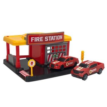 Imagem de Estação de Bombeiro Fire Station, Brinquedo Infantil, Playset para Crianças,Kits de Corrida para Carros de Corrida, Playsets para Veículos Motorizados Infantis