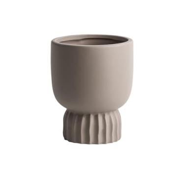 Imagem de Macetas para plantas Vasos de flores redondos de base alta, planta de cerâmica em forma de copo, para sala de estar, peitoril da janela, decoração de jardim, vaso interno e externo (3 tamanhos) para
