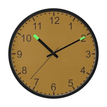 Imagem de ODAWA Relógio de parede cáqui para luz de quarto, relógio de parede operado por bateria, 30,5 cm