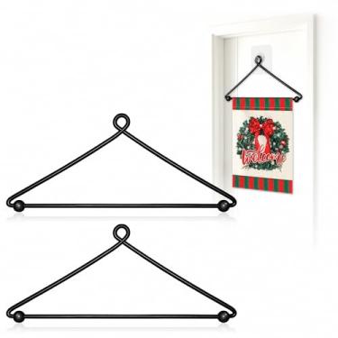 Imagem de Suporte de bandeira, suporte de mastro de bandeira premium de metal revestido com pó, tinta à prova de intempéries, bandeiras de 30 cm, gancho de parede de bandeira (pacote com 2)