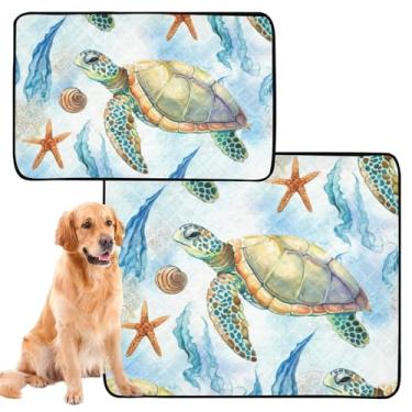 Imagem de TSENQUE Almofadas laváveis para xixi para cães, aquarela, tartarugas marinhas, animais de estimação, gatos, almofada reutilizável à prova d'água para gaiola de cachorro, almofadas fofas absorventes