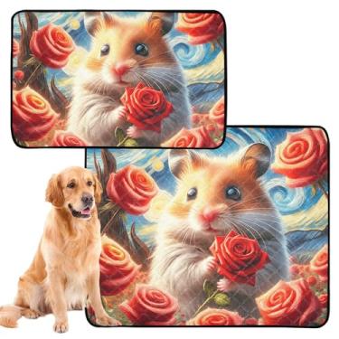 Imagem de TSENQUE Tapetes laváveis para cães de estimação, à prova d'água, para caixa de cachorro, hamster, flor, noite estrelada, reutilizável, almofada de xixi, absorventes para treinamento de filhotes