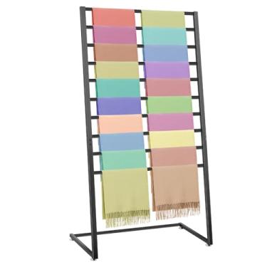 Imagem de Kritkin Organizador Hijab, organizador de cachecol de metal de 10 níveis, suporte de cinto independente para exibição de cachecol para boutique, loja de varejo, quarto, loja de roupas (preto, 144,8 x