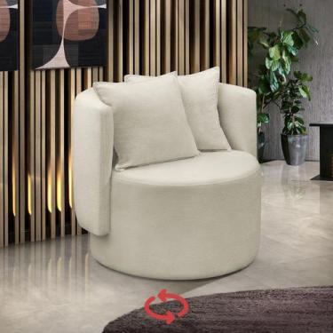 Imagem de Poltrona Orgânica Base Giratória Maya Boucle Bege Redonda Decorativa -
