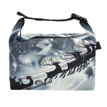 Imagem de TSENQUE Lancheira de Natal personalizada Papai Noel veado alce para mulheres adultas lancheira térmica macia personalizada lancheira para trabalho