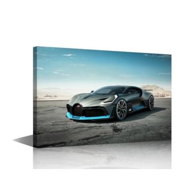Imagem de TUMOVO Pintura de parede de carro esportivo em tela céu azul masculino meninos quarto arte de parede moderna decoração de casa de carro de luxo para sala de estar fotos de sala de jogos esticadas em