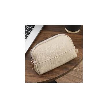 Imagem de Bolsa de moedas retrô com zíper compacto, design minimalista, fecho de zíper seguro para armazenamento de bolsa, viagem casual, organizador de chaves e cartões, Branco, Bolsa