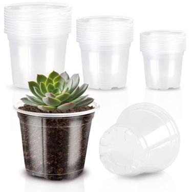 Imagem de JOBVERT Vaso para berçário de 9,5 cm, pacote com 30 potes transparentes com drenagem, vasos de plástico para plantar vegetais e flores e mudas