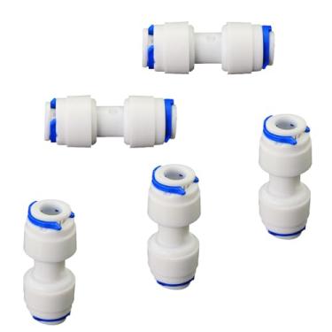 Imagem de Purificador de água de pressão para conectar reto, tubo PE de 1/10.2 cm, encaixe rápido push-to-connect, compatível com filtragem de água RO, pré-purificador, geladeira, adaptador de plástico para