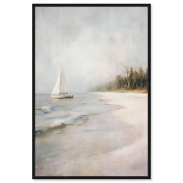 Imagem de Decoração de parede de cozinha com impressão em tela Misty Sail Away I por Art Remedy, moldura preta, 40 x 61 cm